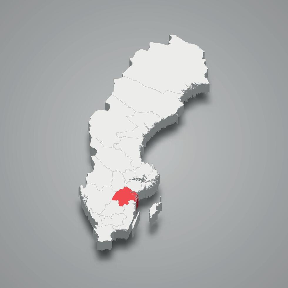 Osttergotland região localização dentro Suécia 3d mapa vetor