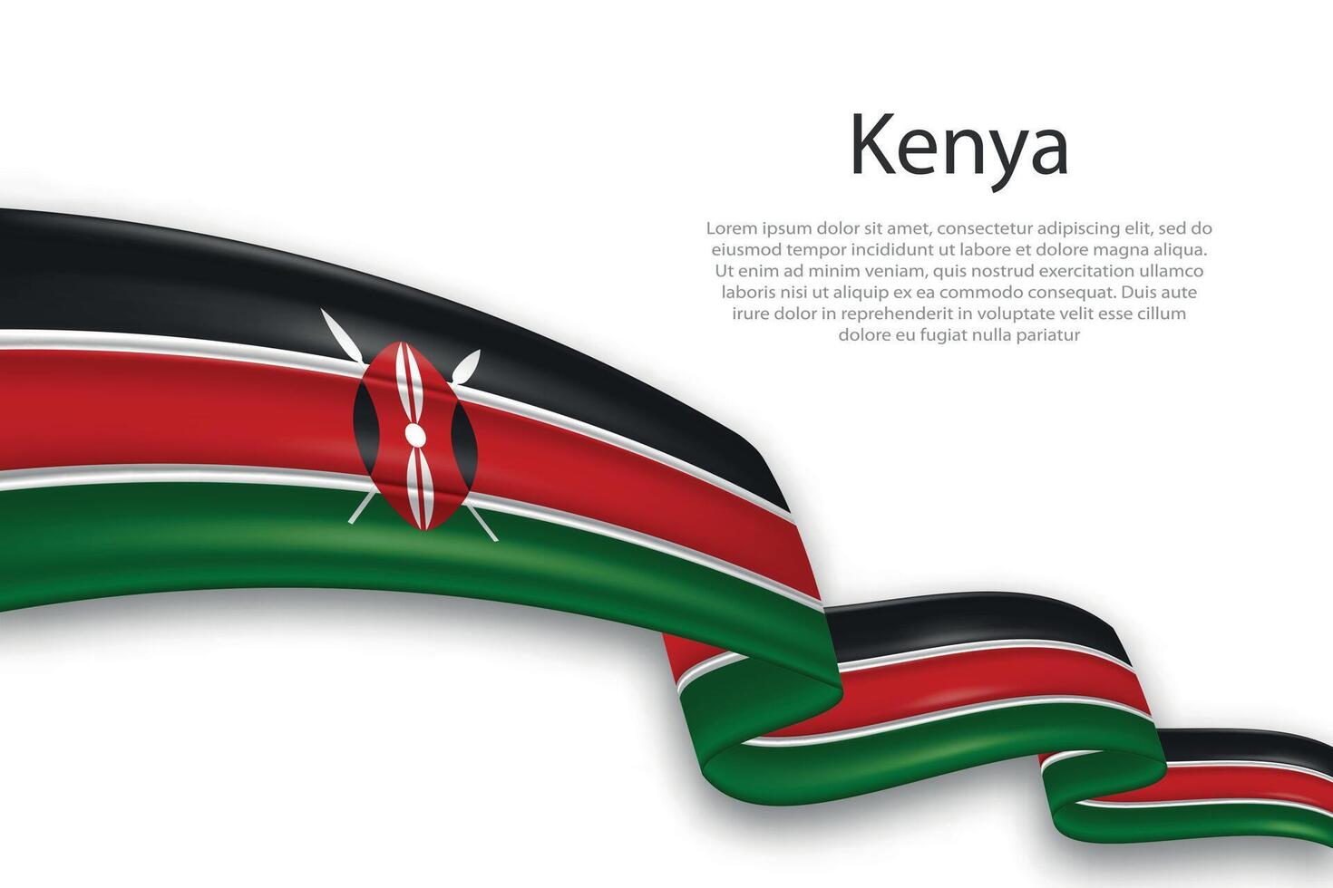 abstrato ondulado bandeira do Quênia em branco fundo vetor