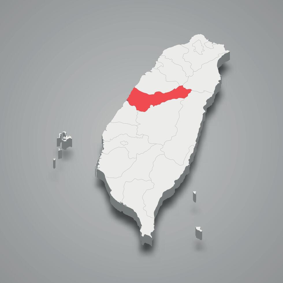 Taichung cidade divisão localização dentro Taiwan 3d mapa vetor