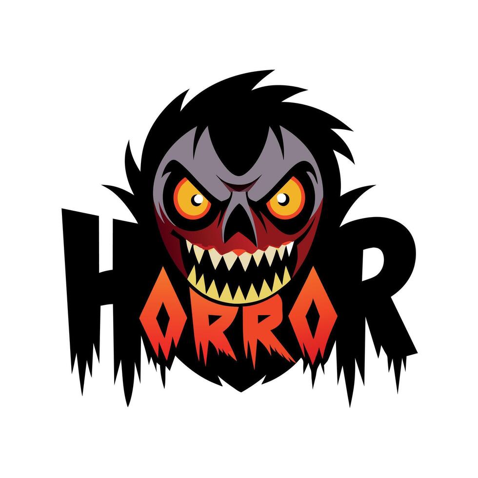 Horror logotipo ilustração plano estilo vetor