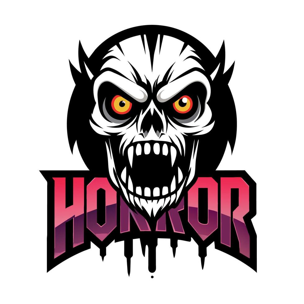 Horror logotipo ilustração plano estilo vetor