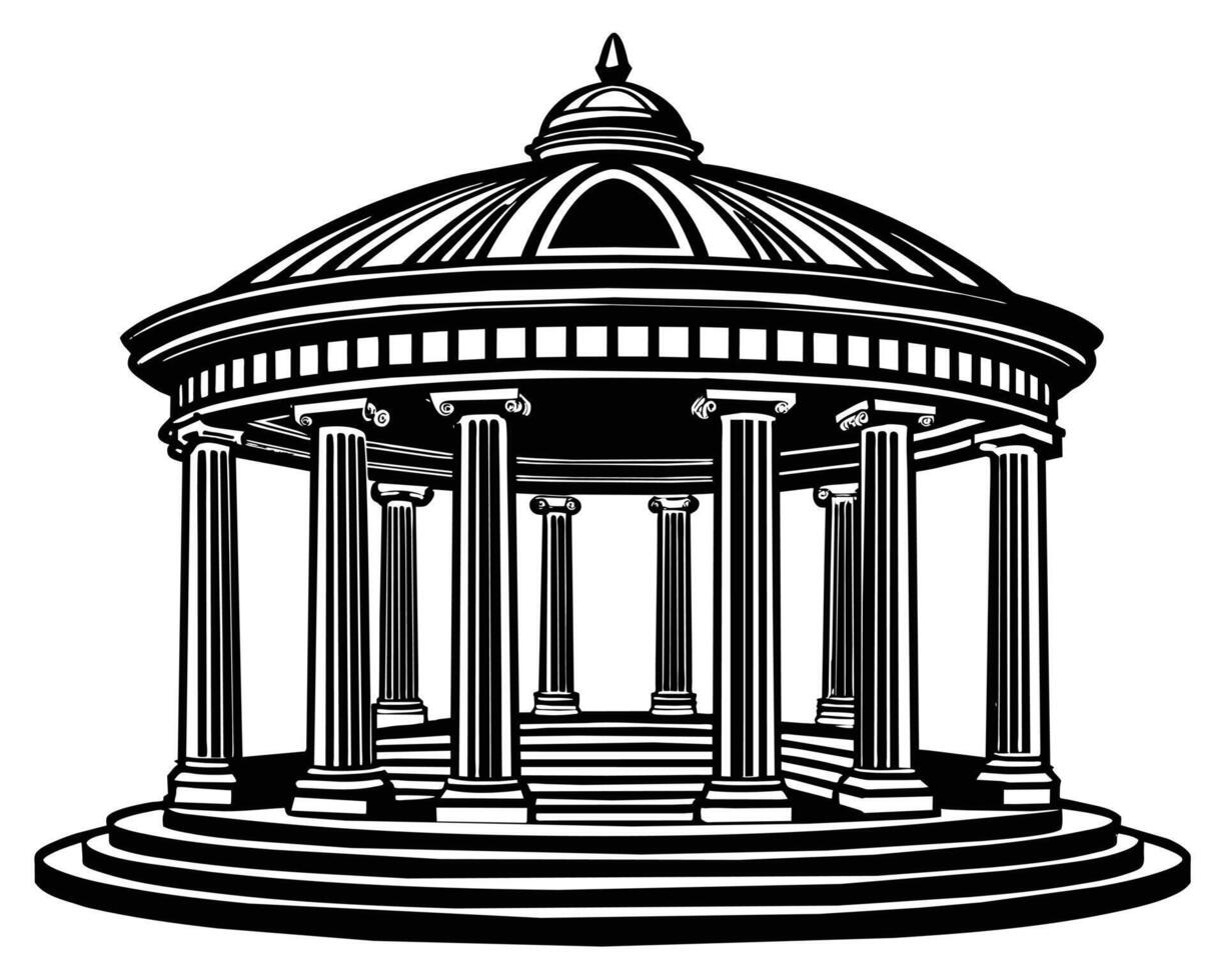 ilustração mão desenhado gazebo rotunda vetor