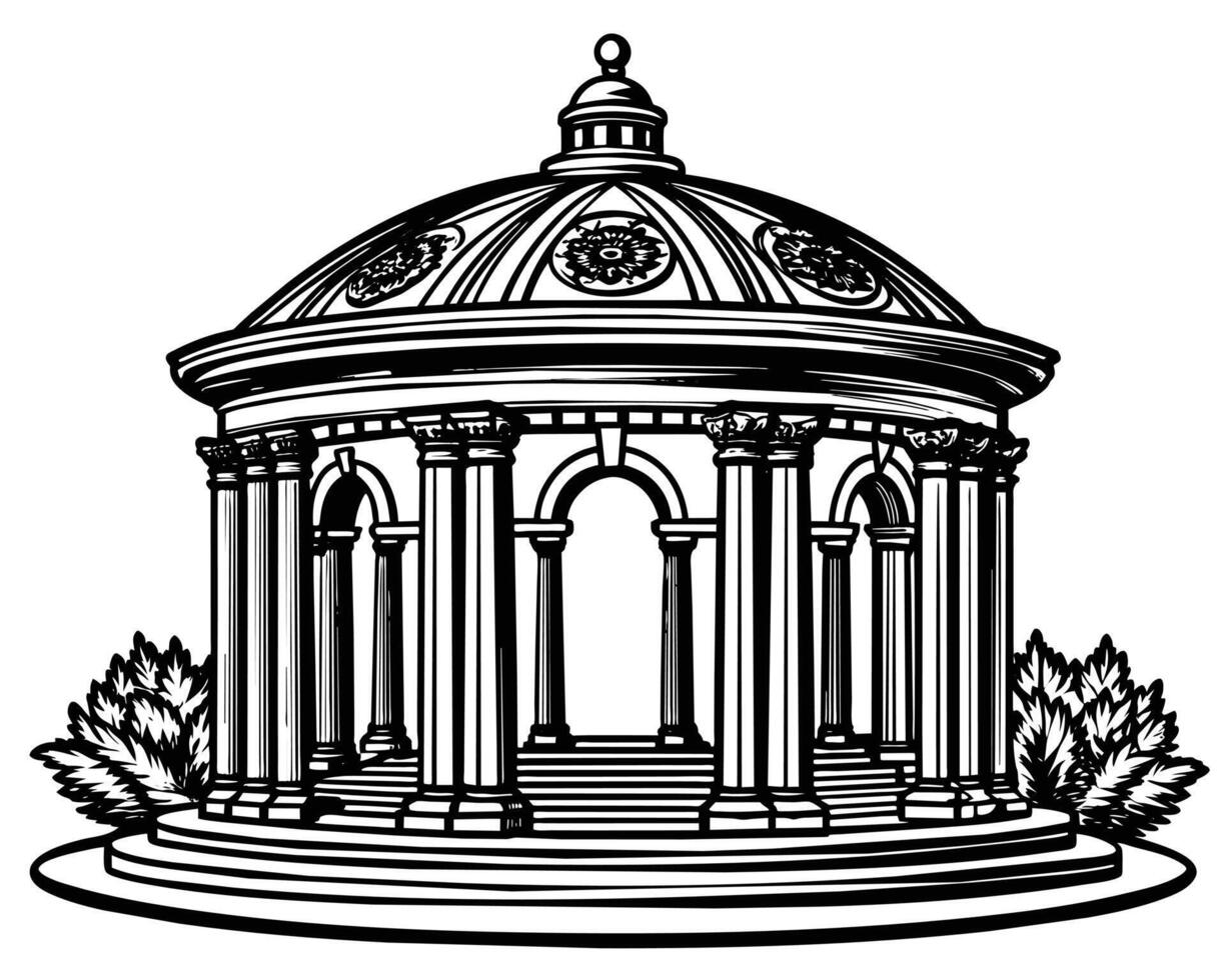 ilustração mão desenhado gazebo rotunda vetor