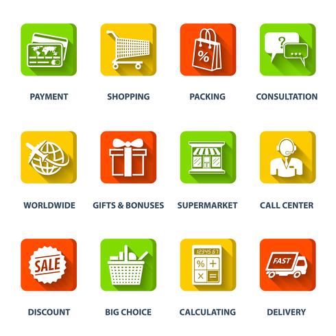 Compras E-commerce Icons vetor