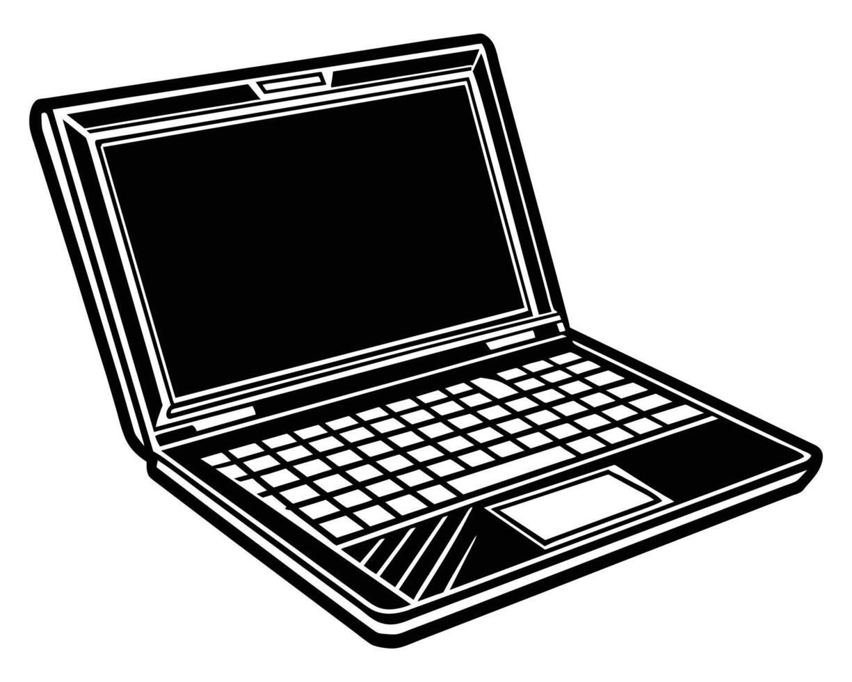aberto computador portátil silhueta Projeto vetor