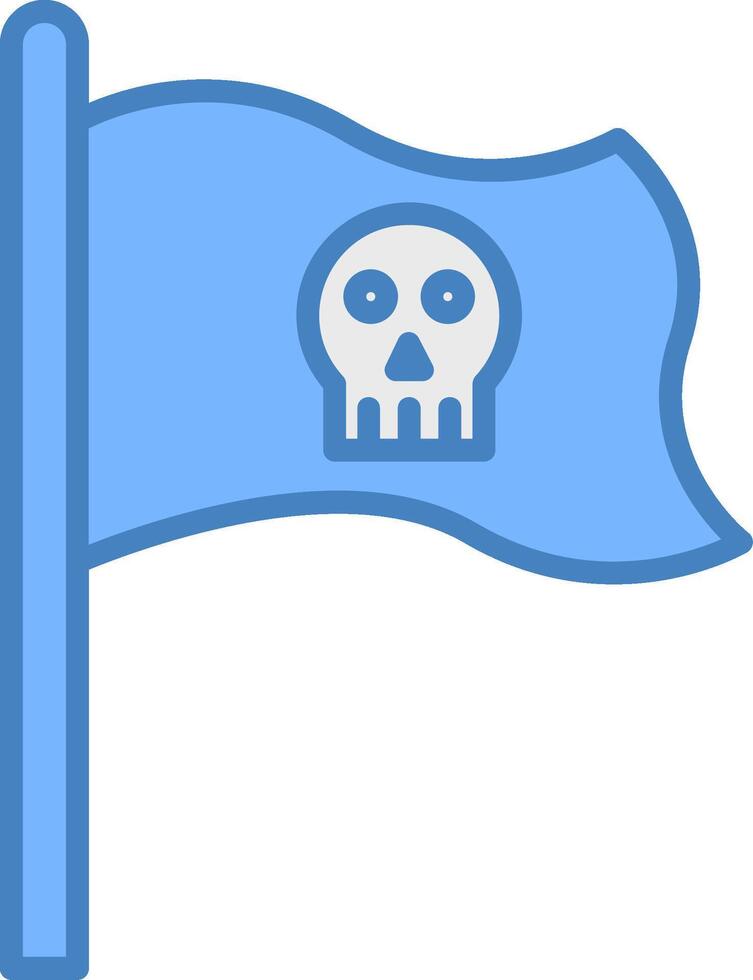 pirata bandeira linha preenchidas azul ícone vetor