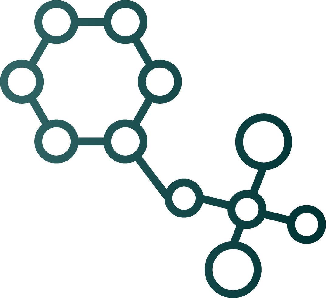ícone de gradiente de linha de moléculas vetor