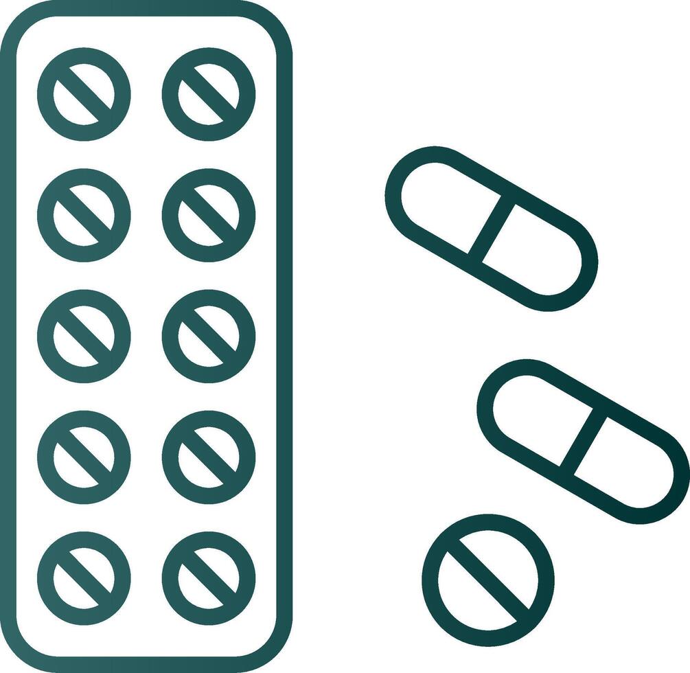 ícone de gradiente de linha de pílulas vetor