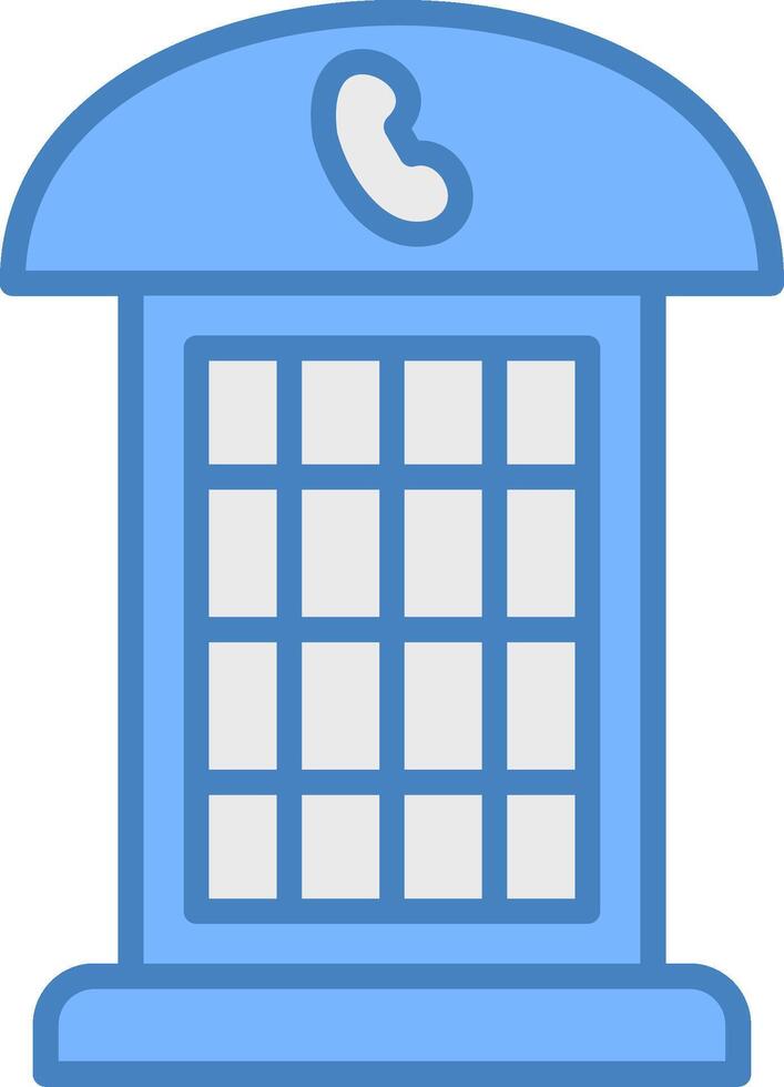 telefone cabine linha preenchidas azul ícone vetor