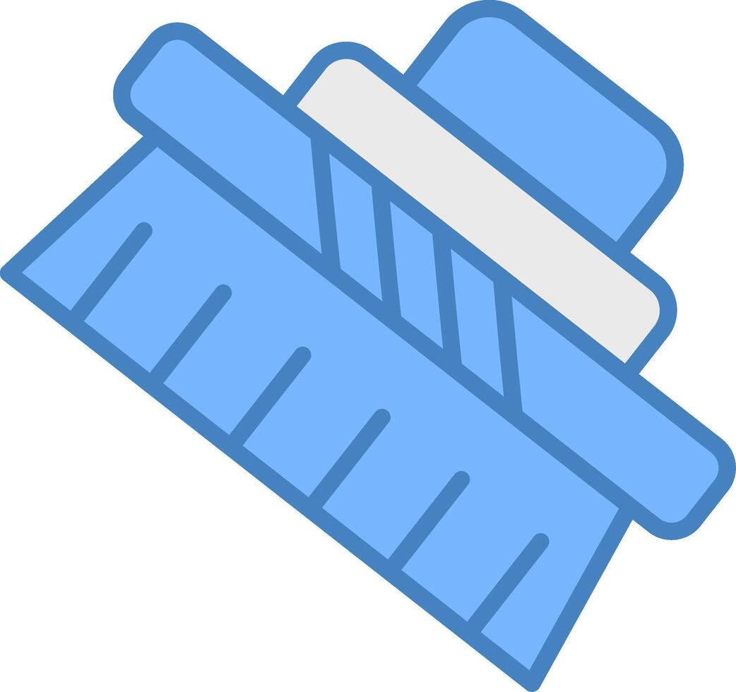 limpeza escova linha preenchidas azul ícone vetor