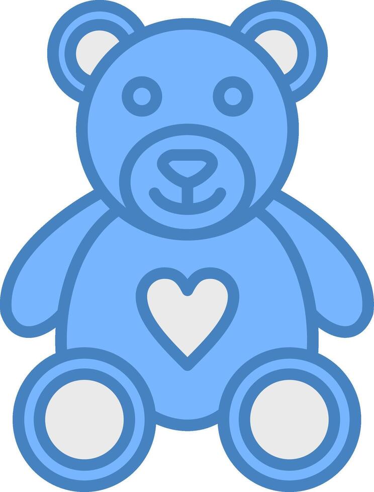 Urso linha preenchidas azul ícone vetor