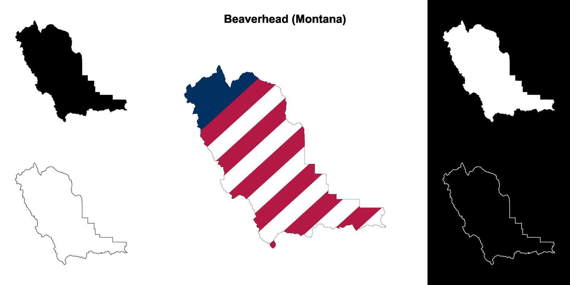 cabeça de castor condado, montana esboço mapa conjunto vetor
