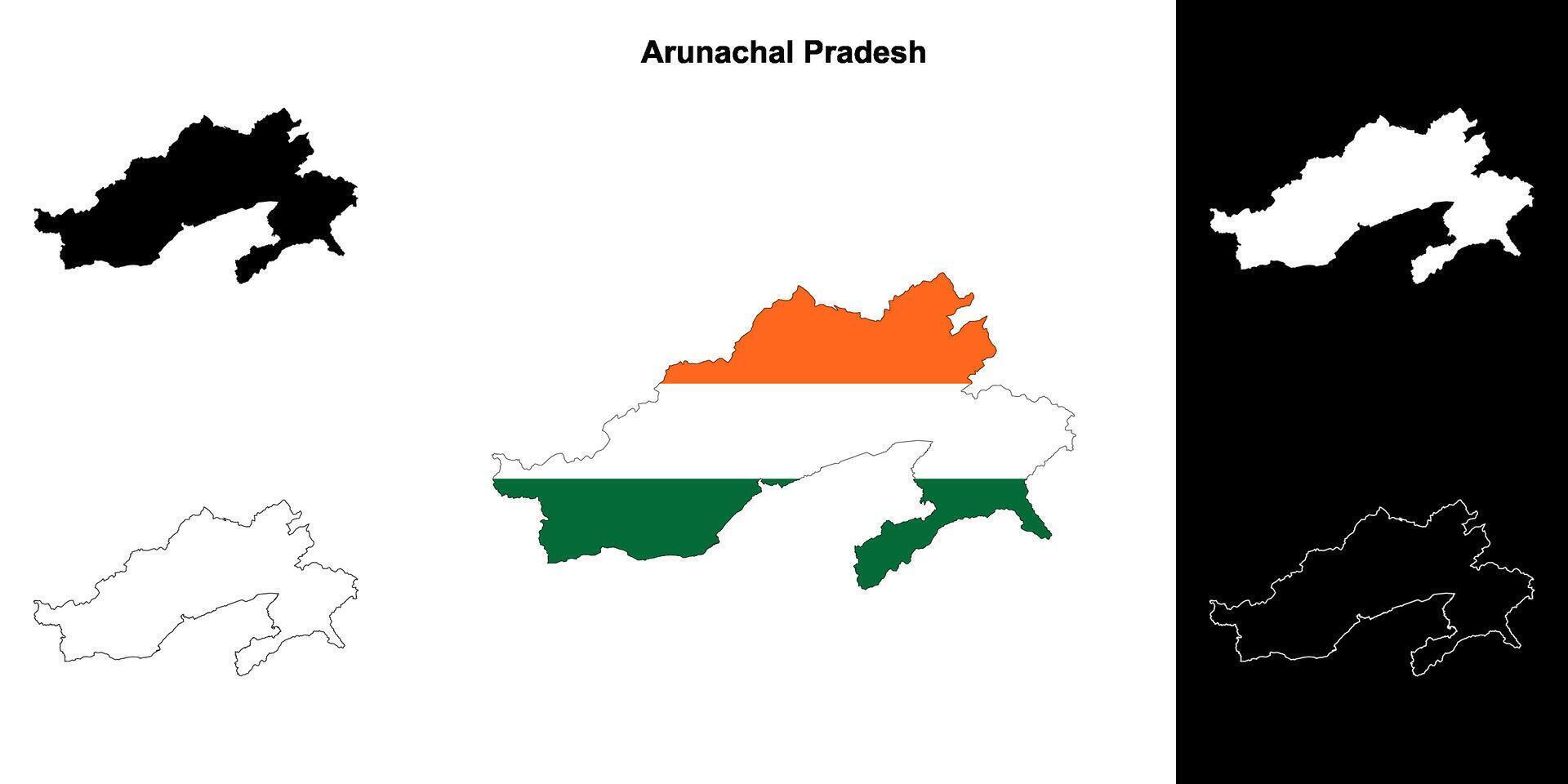 arunachal pradesh Estado esboço mapa conjunto vetor