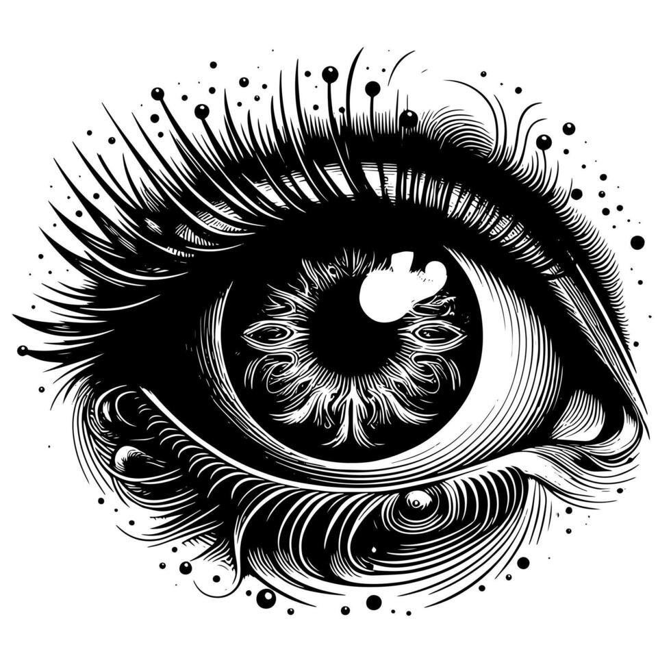 Preto e branco ilustração do a humano olho íris vetor