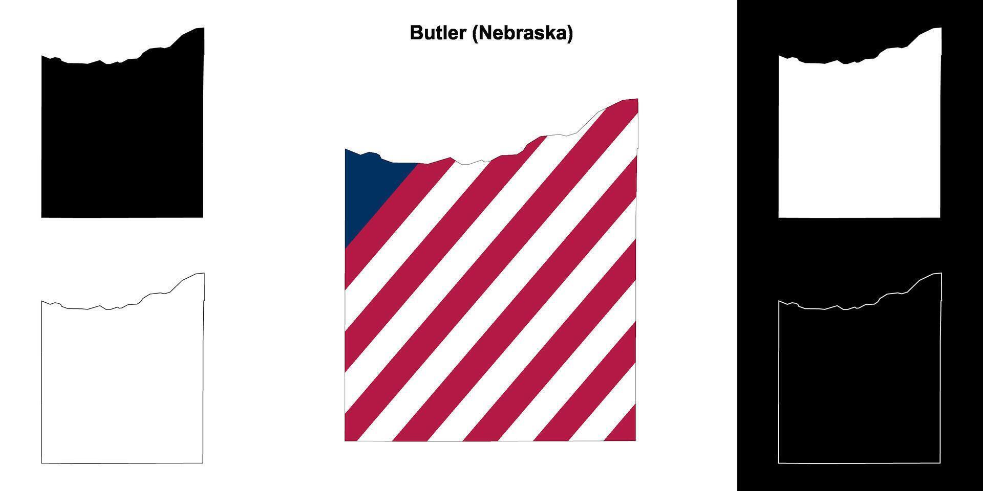 mordomo condado, Nebraska esboço mapa conjunto vetor