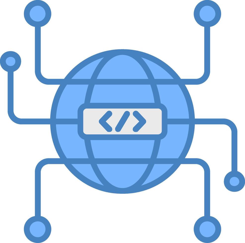 globo rede linha preenchidas azul ícone vetor