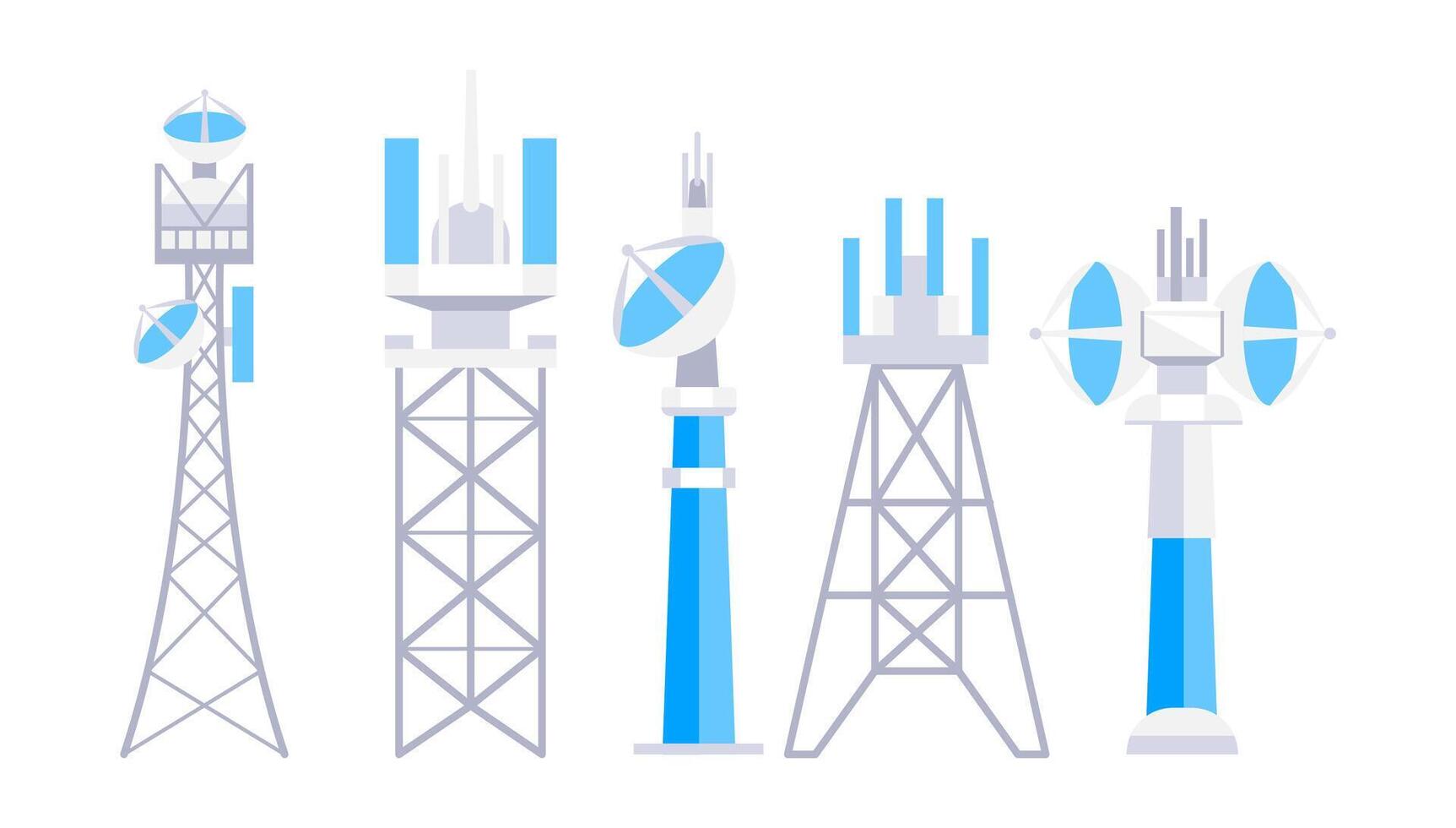 rádio, Móvel torre e antenas. Internet rede. comunicação torres definir. satélite antena vetor