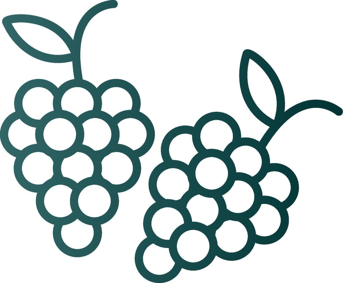 ícone de gradiente de linha de uvas vetor