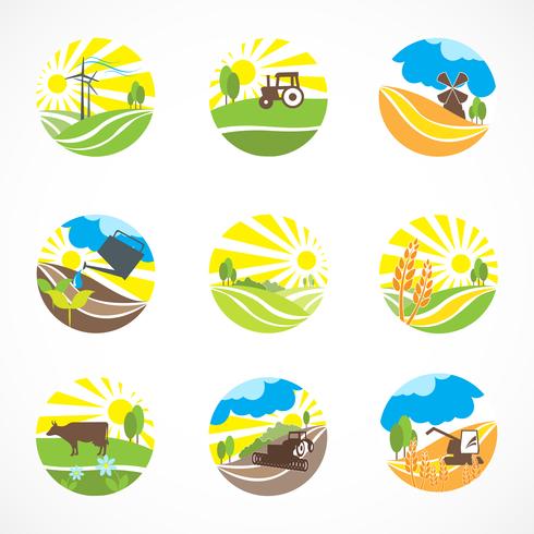 Conjunto de ícones de agricultura vetor