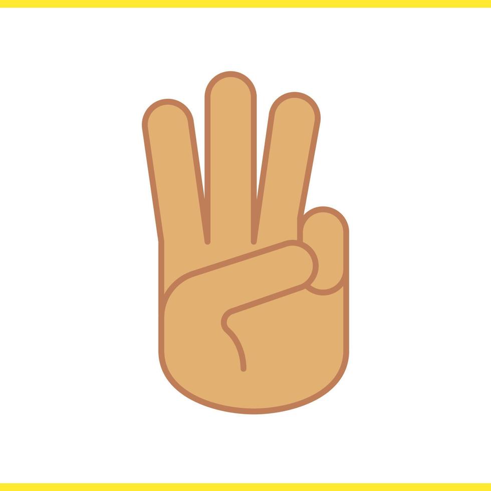 ícone de cor de saudação de três dedos. sinal de promessa de escoteiro. três dedos. ilustração vetorial isolada vetor