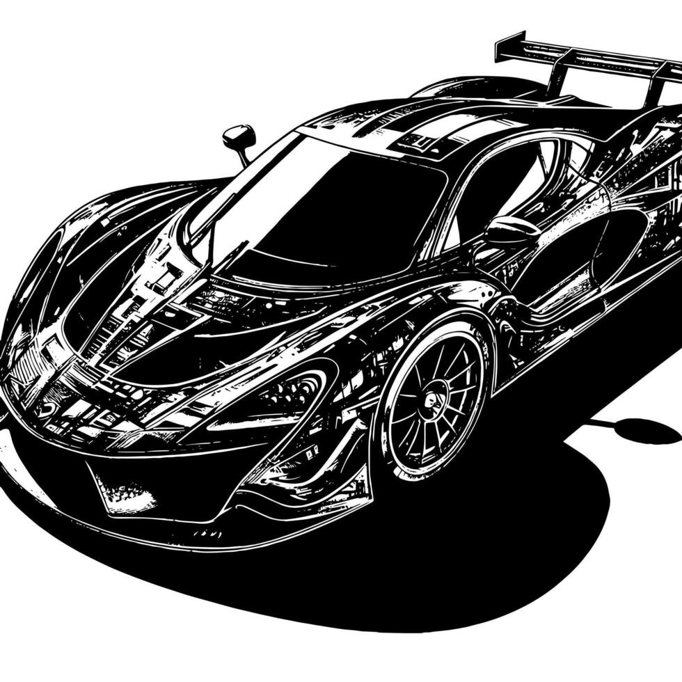 Preto e branco ilustração do uma hipercarro Esportes carro vetor