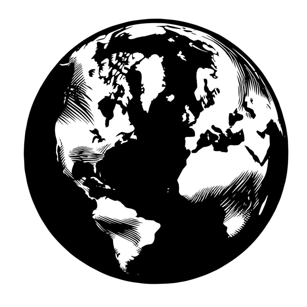 Preto e branco ilustração do a planeta terra vetor