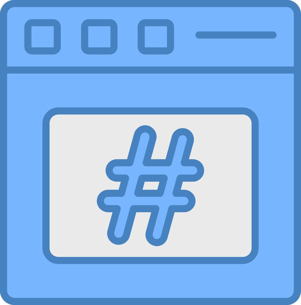 hashtag linha preenchidas azul ícone vetor