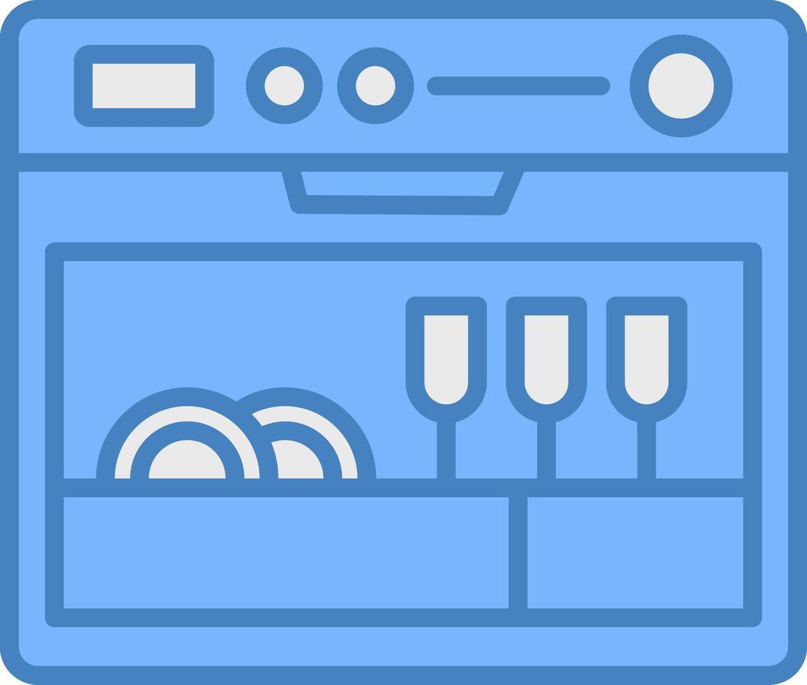 lava-louças linha preenchidas azul ícone vetor