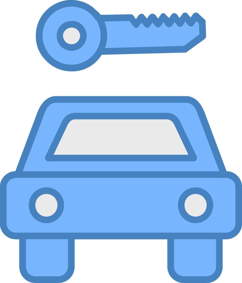 carro aluguel linha preenchidas azul ícone vetor