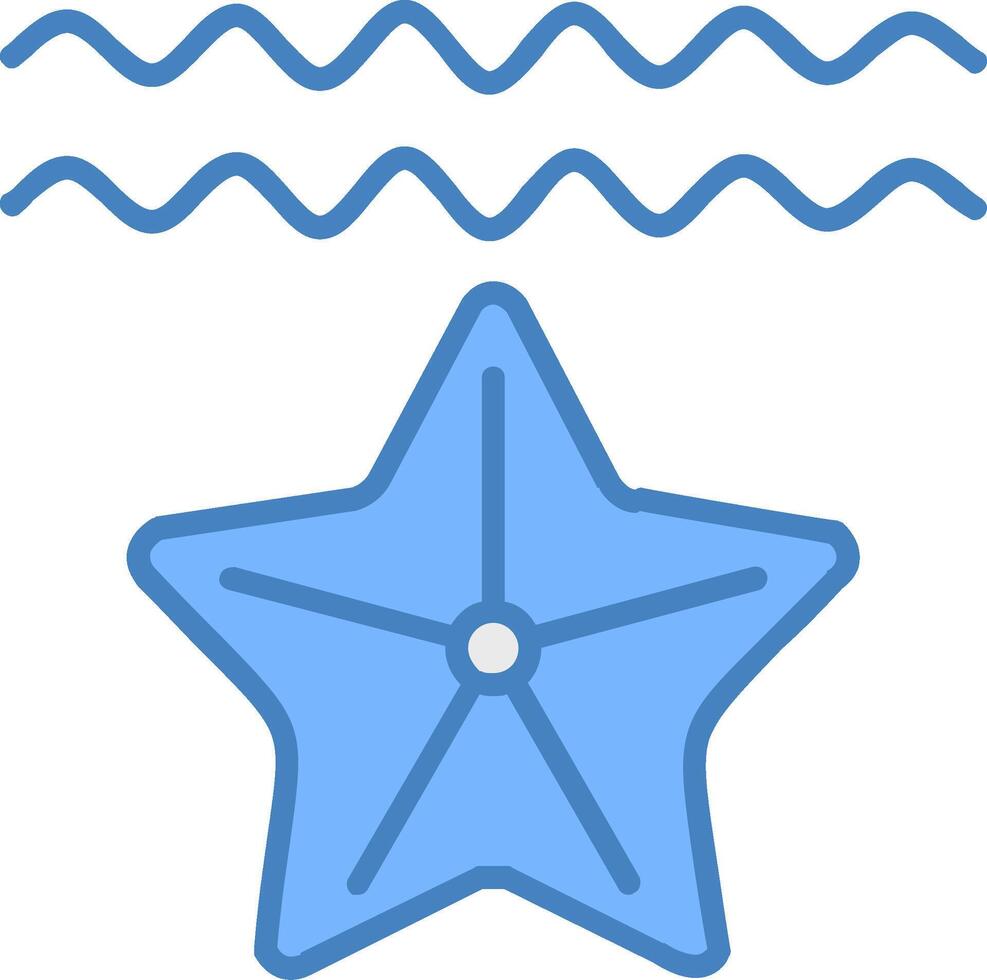 estrelas do mar linha preenchidas azul ícone vetor