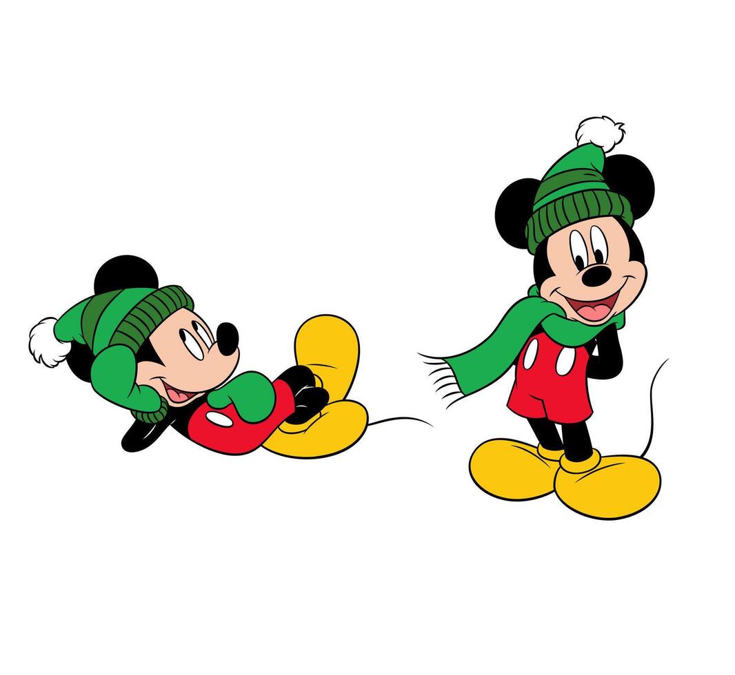 Disney animado personagem conjunto mickey rato vestindo xaile desenho animado vetor