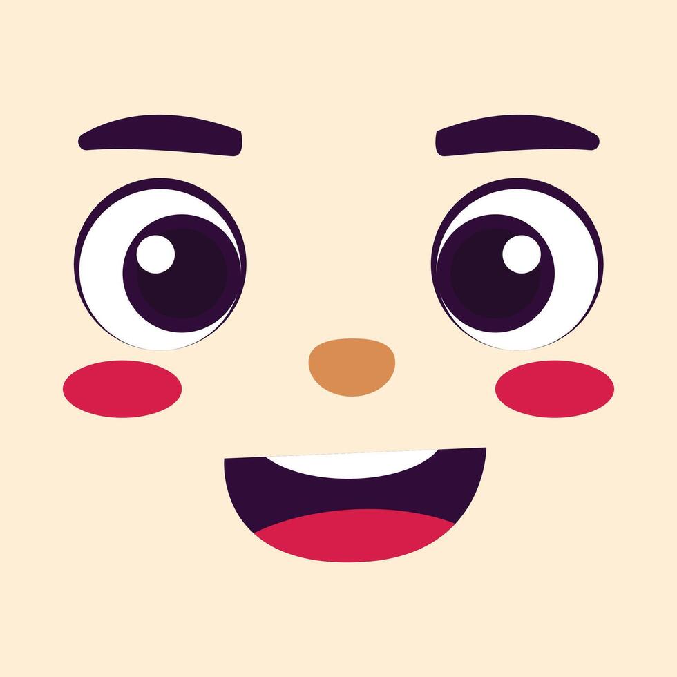 mão desenhado kawaii face, retro desenho animado face ilustração vetor