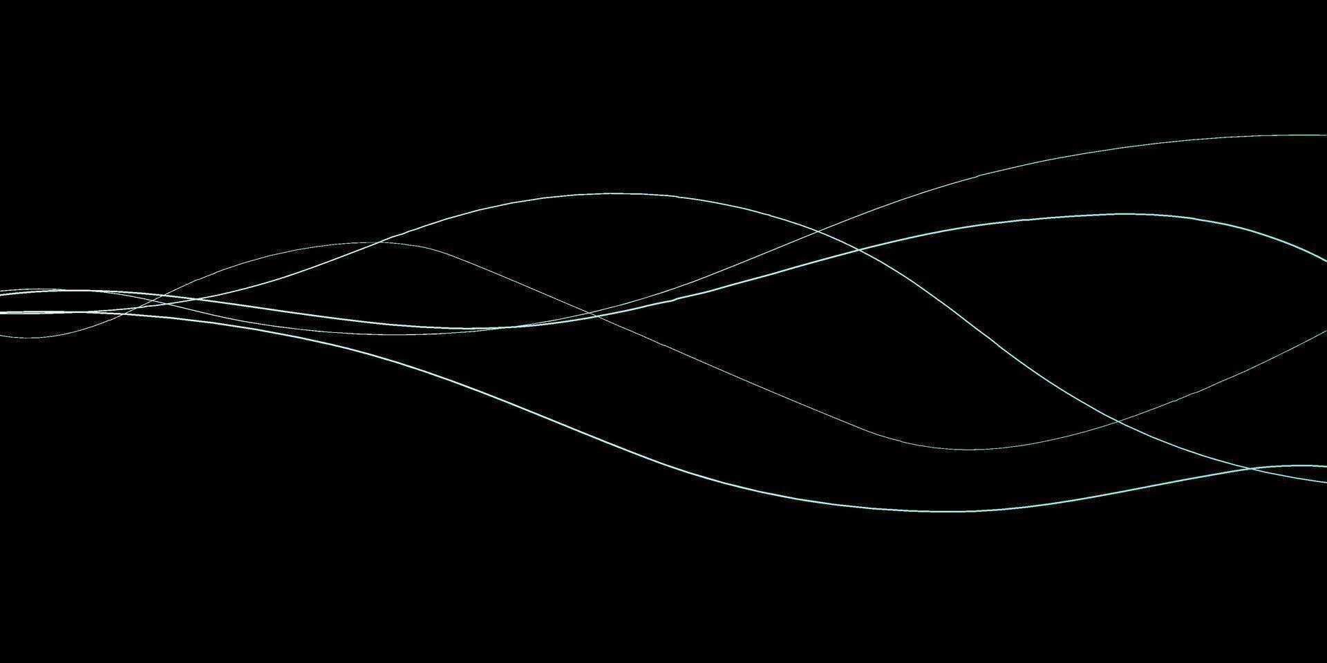 abstrato ondulado dinâmico azul verde tolet luz linhas curva bandeira em Preto fundo dentro conceito tecnologia, neural rede, neurologia, Ciência, música, néon luz vetor