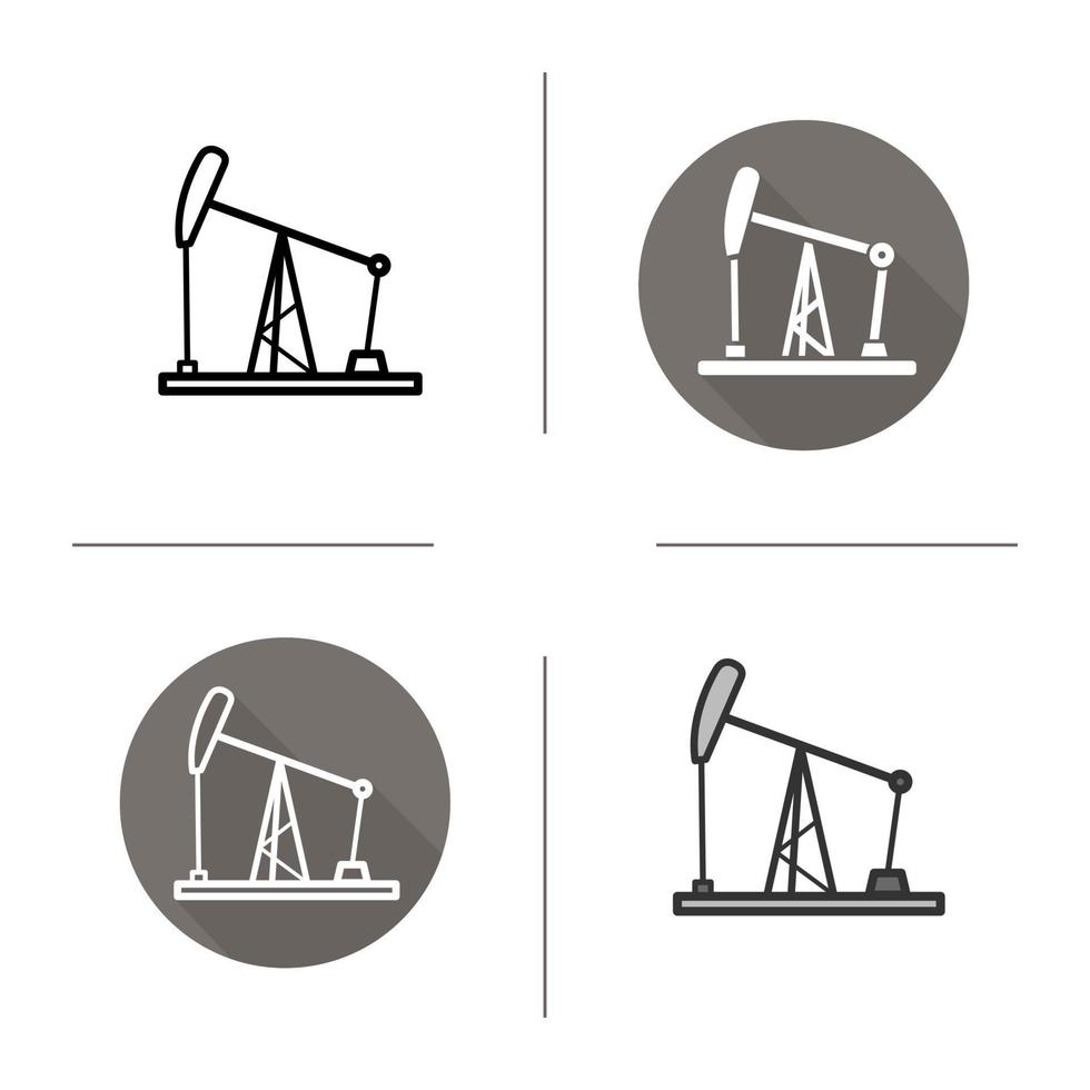 ícone da torre de petróleo. design plano, estilos lineares e de cores. ilustrações vetoriais de jack de bomba de óleo isolado vetor