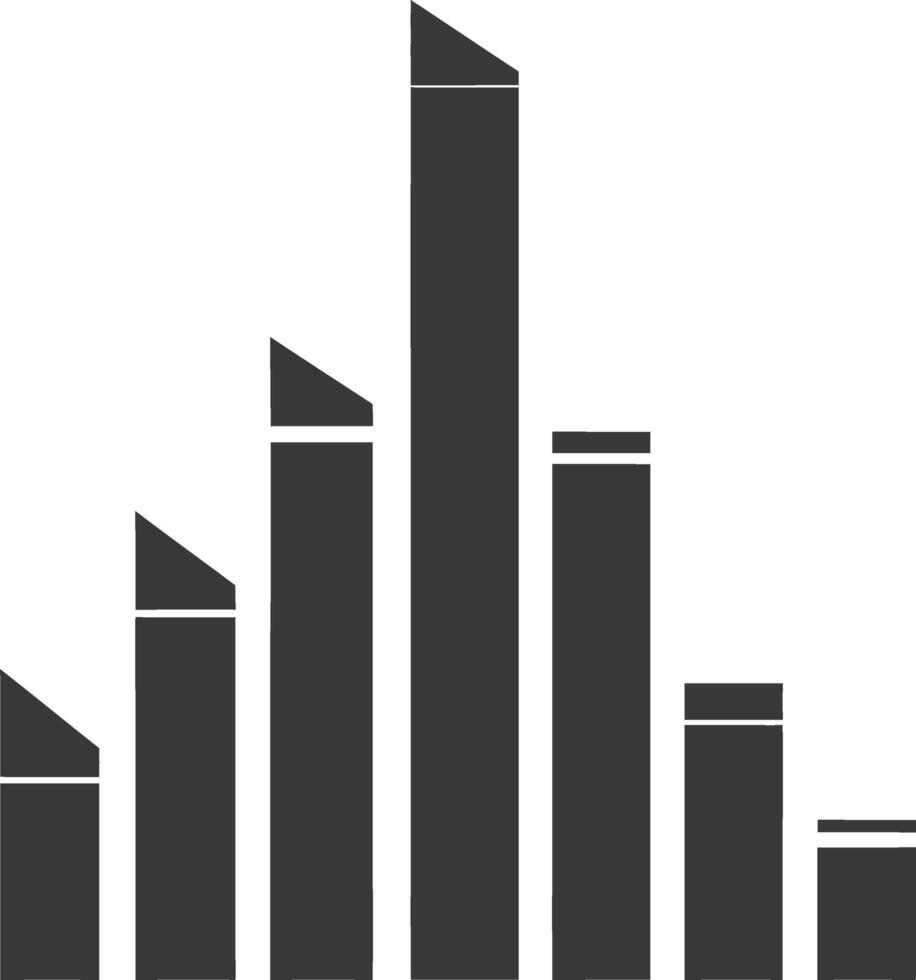 silhueta infográfico Barra gráfico crescimento 2d objeto Preto cor só vetor