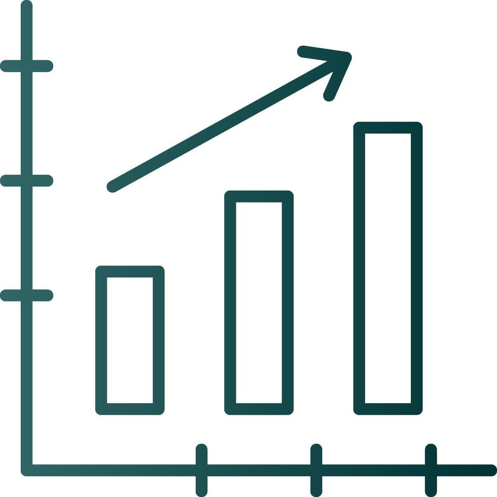 ícone de gradiente de linha do gráfico de barras vetor