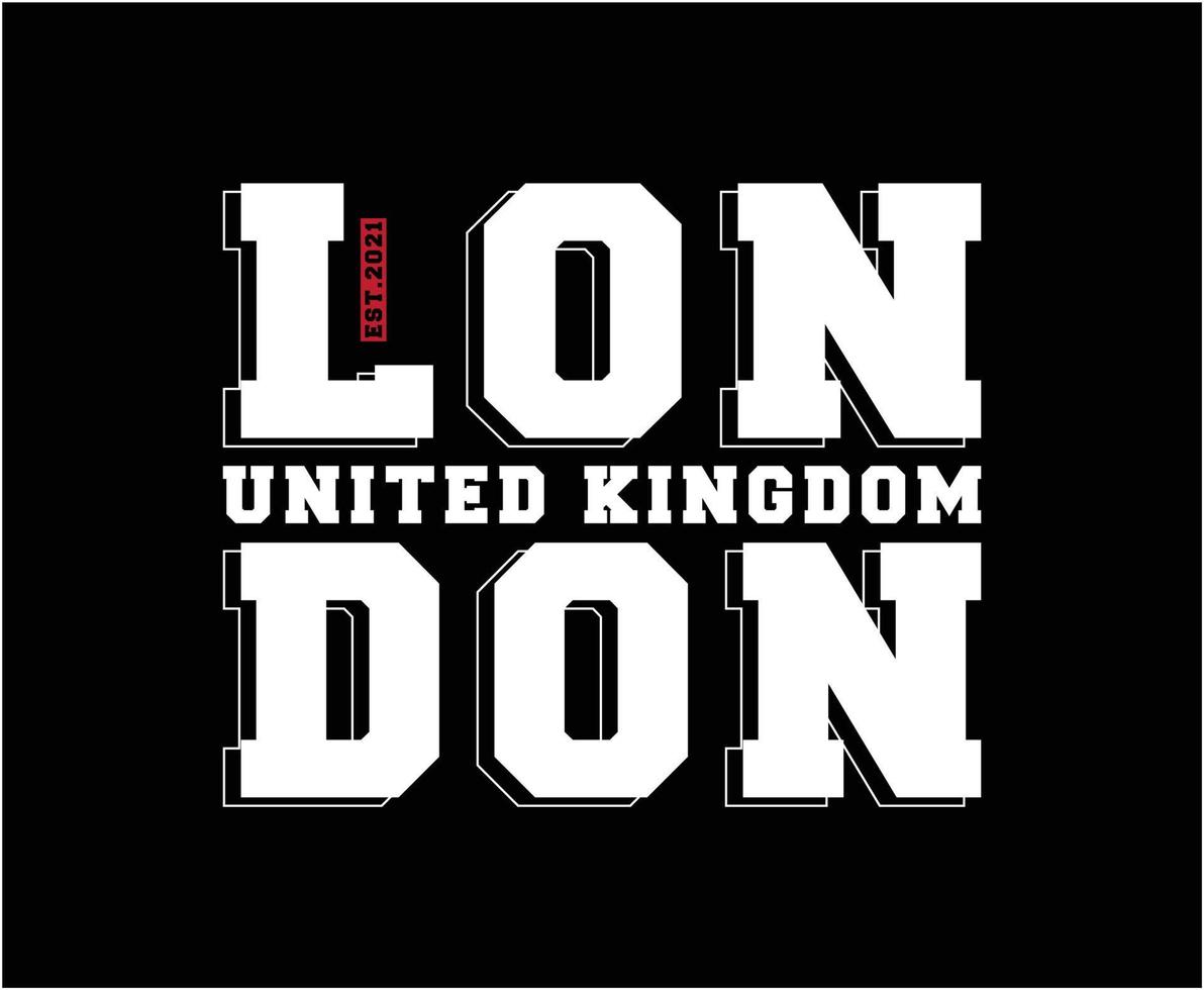 design de t-shirt vetorial de tipografia londres vetor