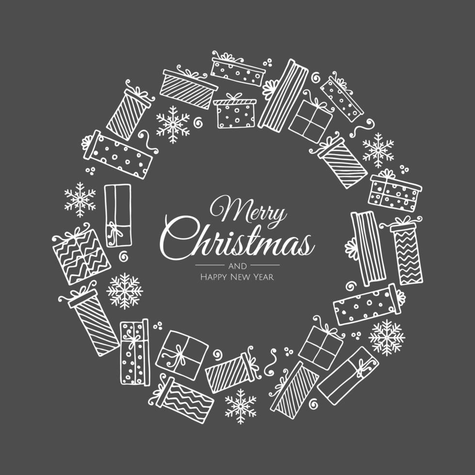 cartão abstrato de feliz Natal com presentes e floco de neve. venda de Natal, banner de férias da web. vetor