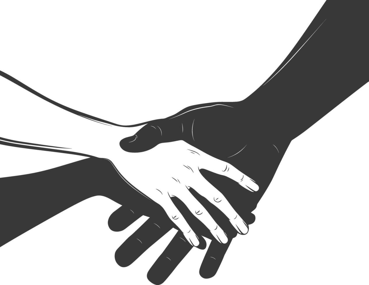 silhueta juntando mãos segurando dentro harmonia e Paz entre raças vetor