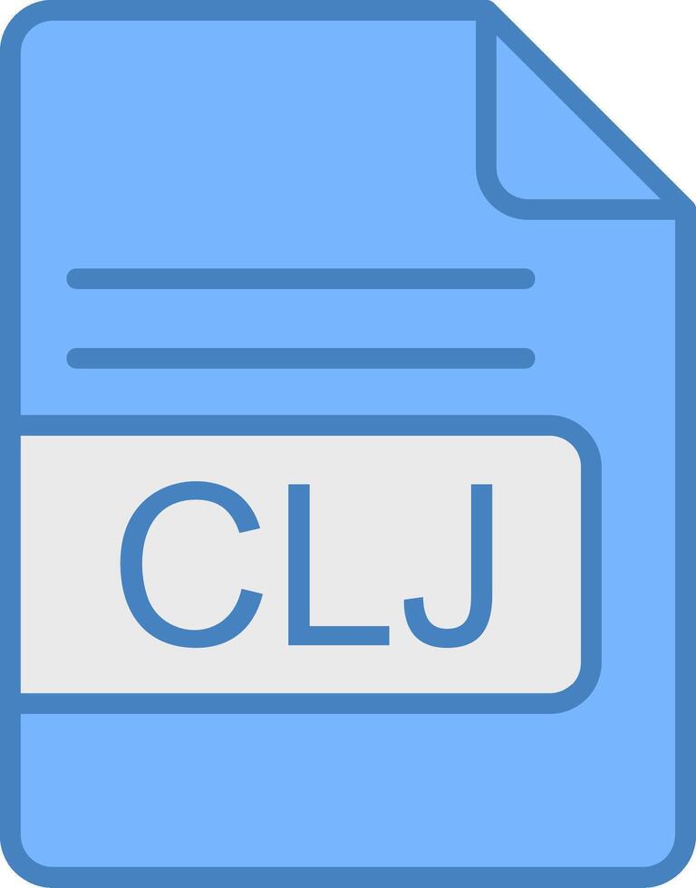 clj Arquivo formato linha preenchidas azul ícone vetor