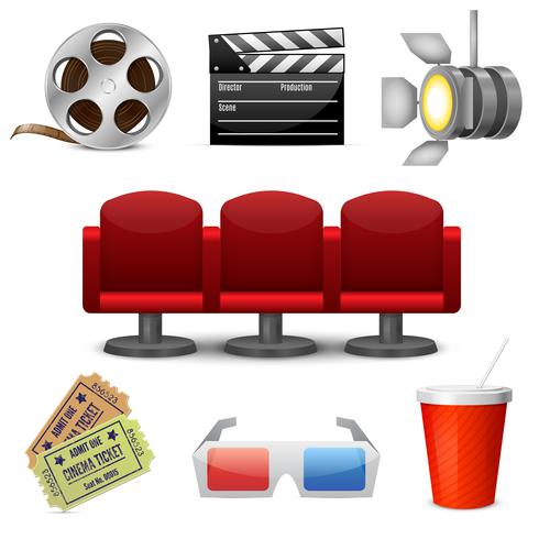 Ícones decorativos de entretenimento de cinema vetor