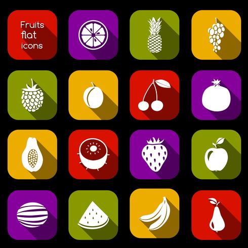 Frutas, ícones, apartamento vetor