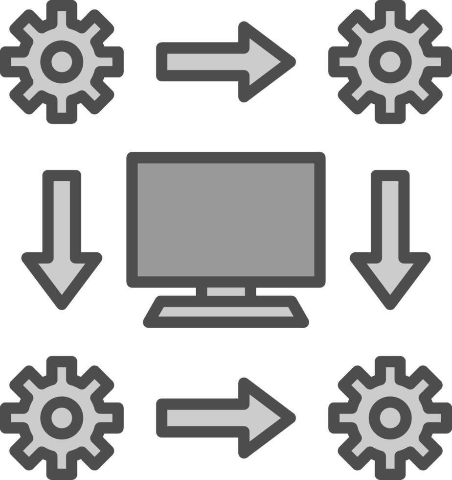 fluxo de trabalho linha preenchidas escala de cinza ícone Projeto vetor