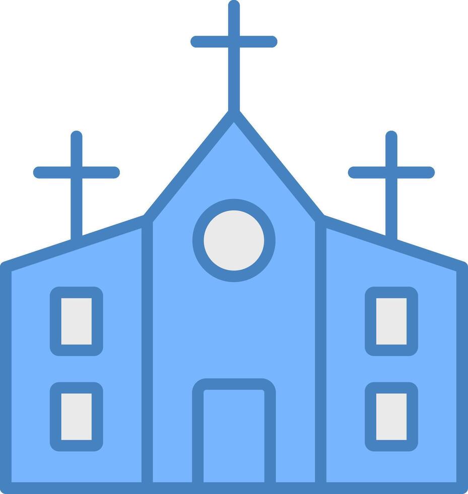 Igreja linha preenchidas azul ícone vetor