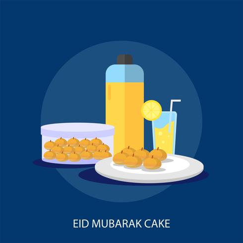 Ilustração conceptual do bolo de Eid Mubarak Design vetor