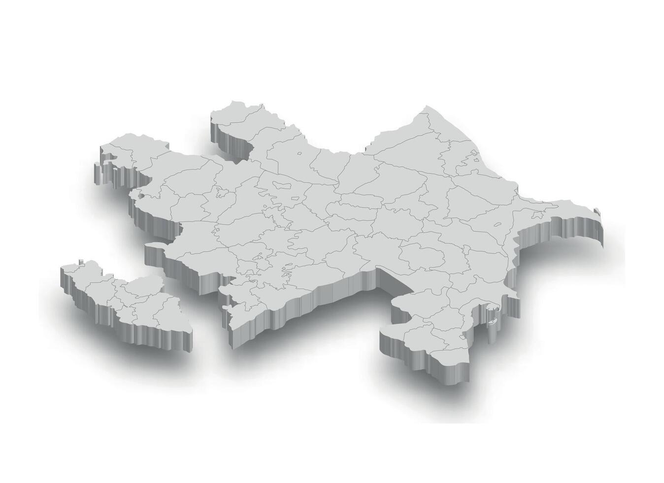 3d Azerbaijão branco mapa com regiões isolado vetor