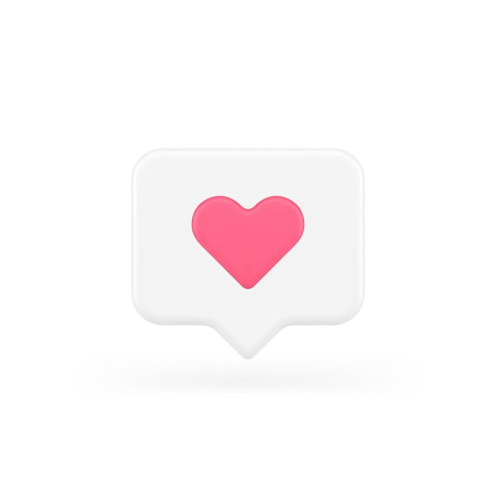 gostar rápido dicas social rede avaliação amor coração discurso bolha 3d ícone realista vetor