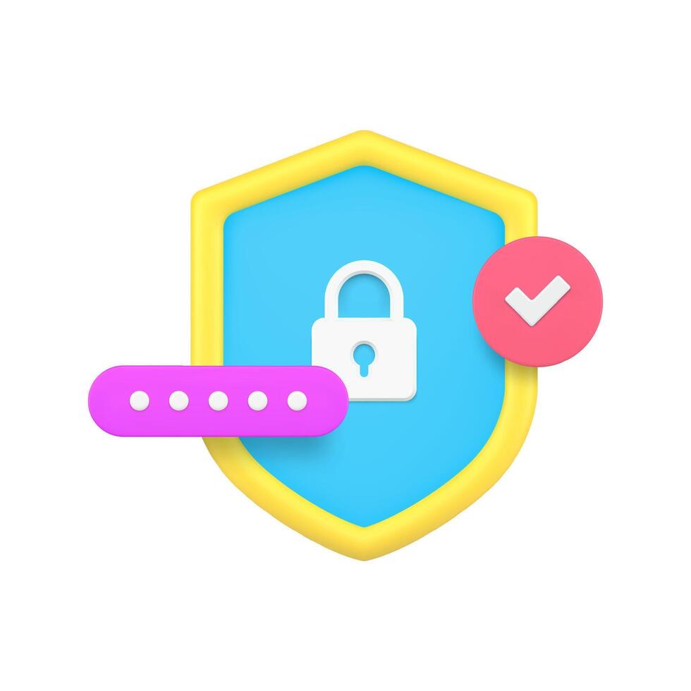segurança senha pessoal dados proteção segurança Acesso anti vírus 3d ícone realista vetor