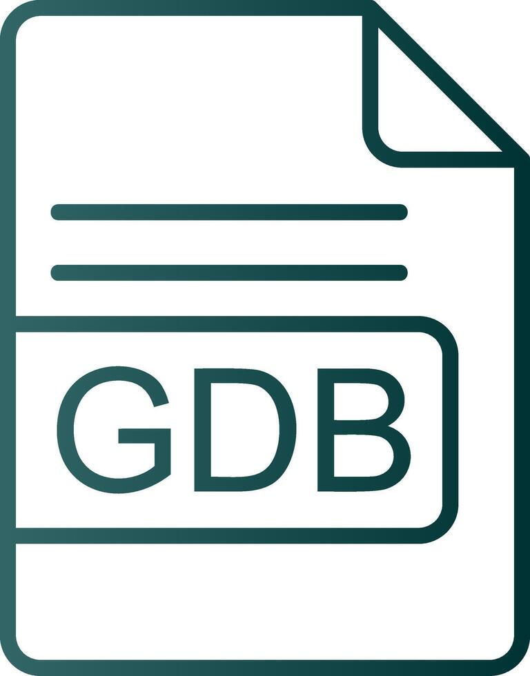 gdb Arquivo formato linha gradiente ícone vetor