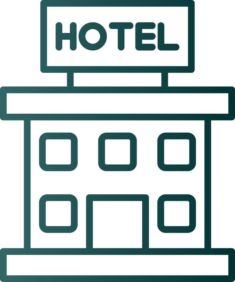 ícone de gradiente de linha de hotel vetor